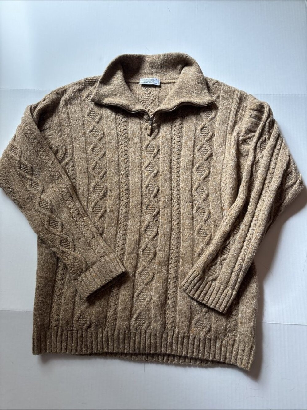 gran sasso cashmere sweater Brown Quarter Zip Size Large Made In Italy